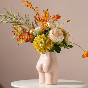 

Creative pink body art ceramic vase gardening flower pot decor Home decor accessories modern minimalist style ornaments gift