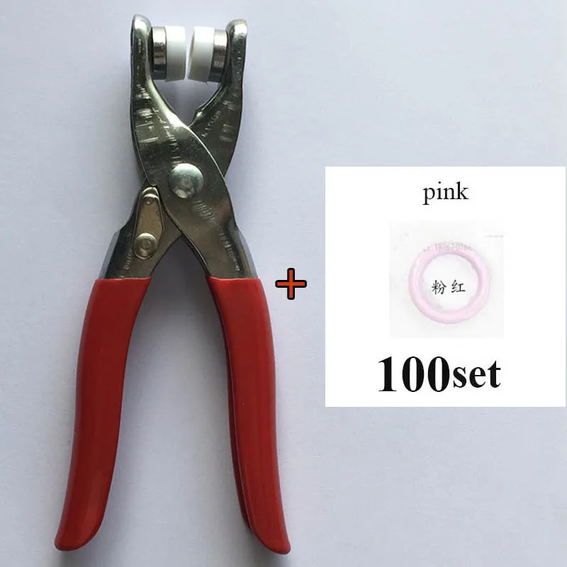 plier and 100 pink 100 набор высокого качества латунь 9,5 мм клямерная кнопка, легко использовать плоскогубцы инструмент крепеж пресс штифты, кнопки пряжки - Цвет: plier and 100 pink