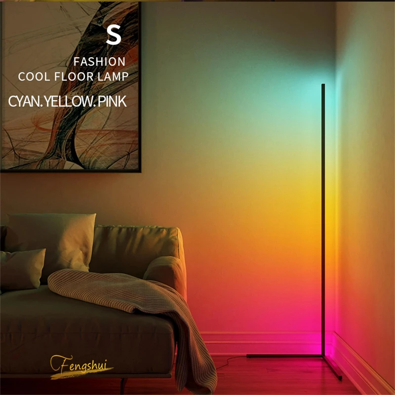 Nordic LED Decoration RGB Floor Lamp Remote Control Bedroom Atmosphere Lamp  Bedroom Living Room Colorful Light Standing Lighting