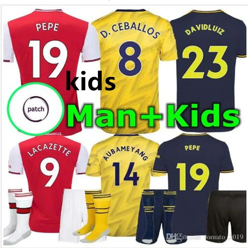 19/20 футбольная рубашка «Arsenal», Детский комплект OZIL, домашняя красная футбольная майка, LACAZETTE AUBAMEYANG, короткая детская футболка для футбола