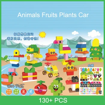 

Big Size Building Blocks Accessories Set Animal Fruit Plant Car Model Bricks Compatible Duploed Assembly DIY Brick Children Gift