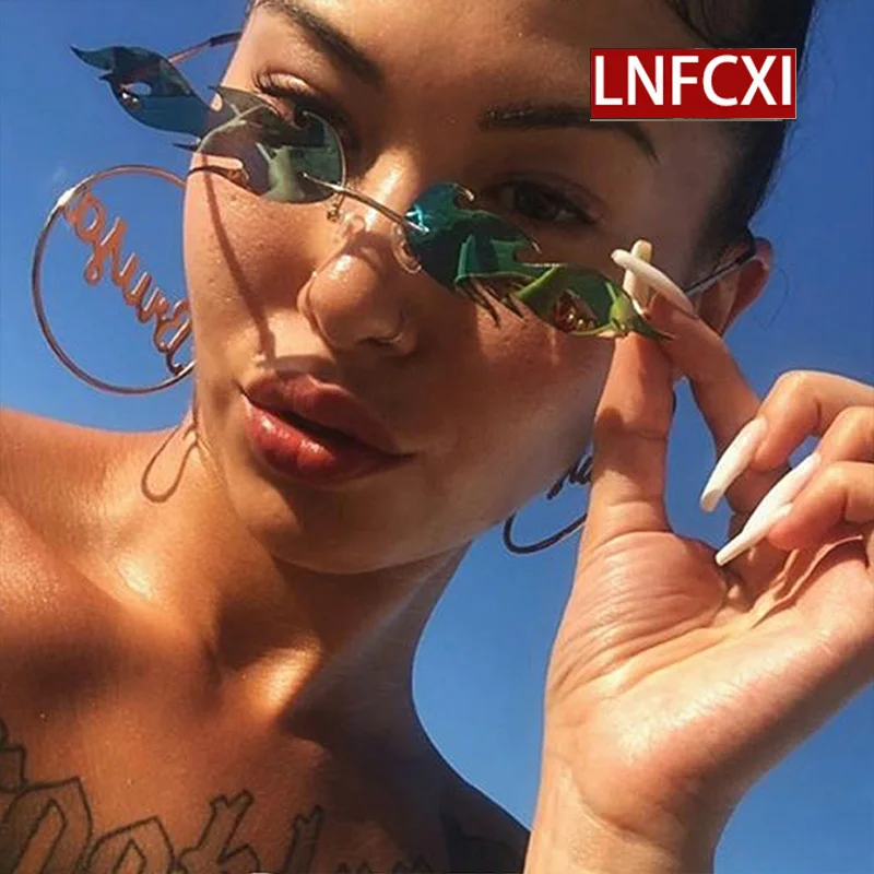 Винтажные Солнцезащитные очки LNFCXI в форме кошачьего глаза и огненного пламени