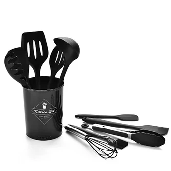 

GURET Silicone Cutlery Set Of 11 Non-stick Pan Spoon Spatula Kitchen Tools With Storage Bucket Multifunctional Kitchen Utensils