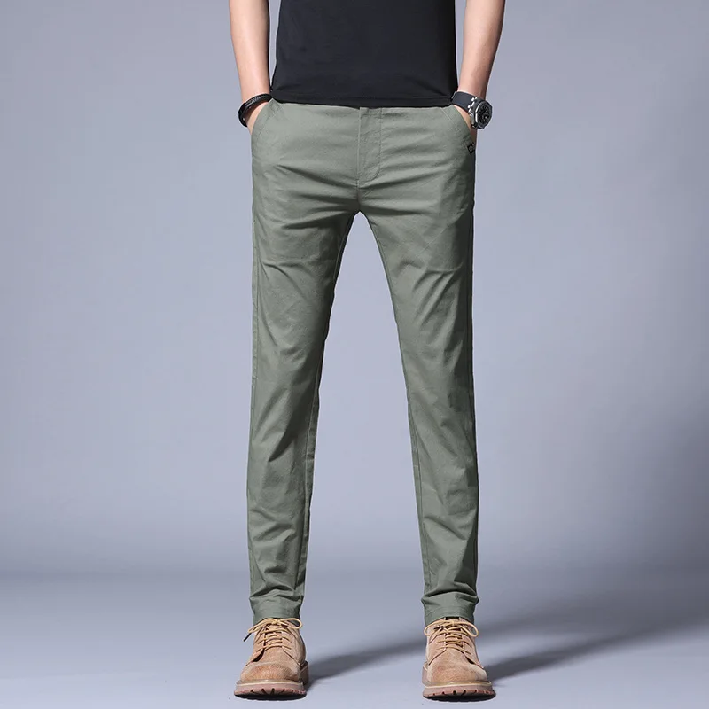 Summer Thin Casual Pants Men Pockets With Zipper Black Slim Fit Skinny Mens Trousers Office men trousers