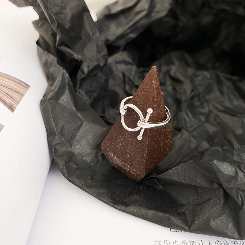 LKO Simplicity Geometry Circular 925 Sterling Silver Ring Vintage Punk Rings for Women Men Party Jewelry Ornaments Adjustable - Image 3