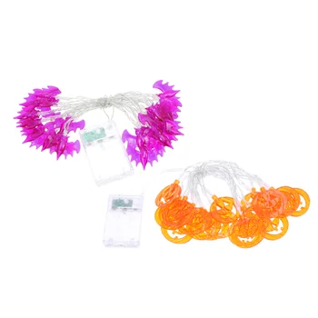 

2Pcs LED Lamp String Light String Party Prop Lamp Bat Pumpkin Light String for Festival Halloween Party Home