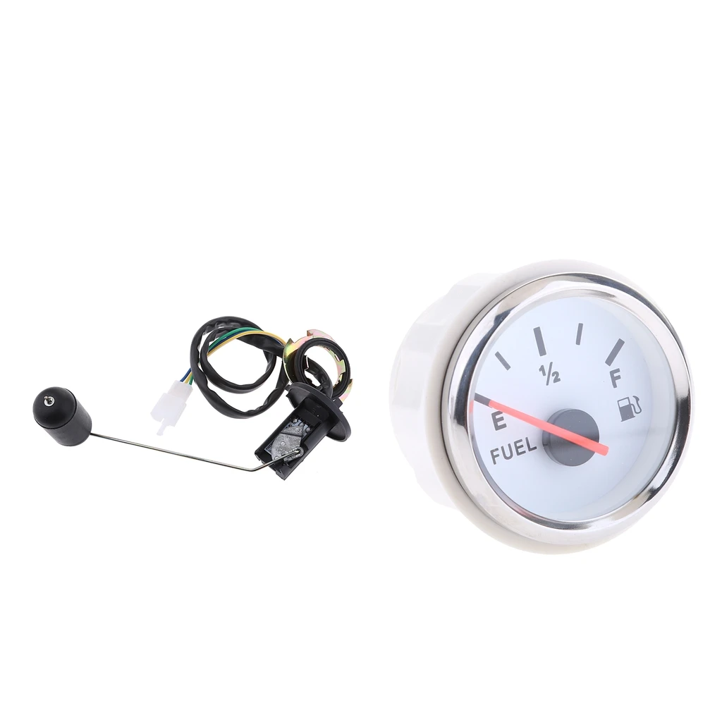 2 inch 52mm Electrical Boat Fuel Level Gauge 33-240ohm with 316 Stainless Steel Bezel + Fuel Sensor Sender