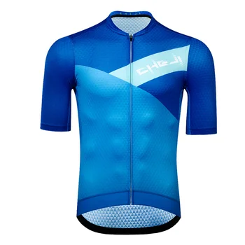 

CHEJI Pro Summer Men Cycling Jersey Short Sleeve Breathable MTB Road Bike Tops Full Zipper Quick Dry Bicycle Riding Jersey Red