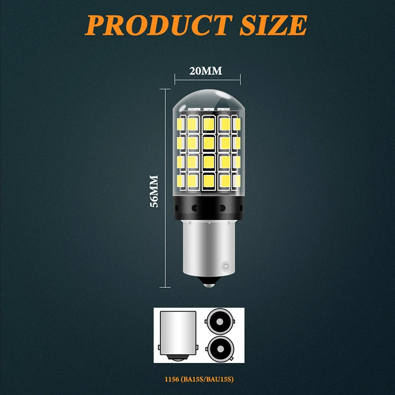 1PCS 1156 BA15S P21W BAU15S PY21W LED T20 7440 W21W P21/5W 1157 BAY15D led  54smd CanBus   ȣ