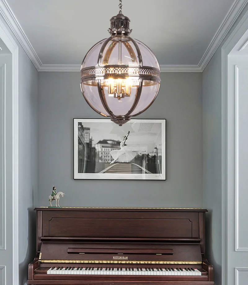 

Винтажный Лофт Глобус подвесной светильник s кованый железный стеклянный абажур кухонный светильник столовые подвесные светильники бар подвесной светильник