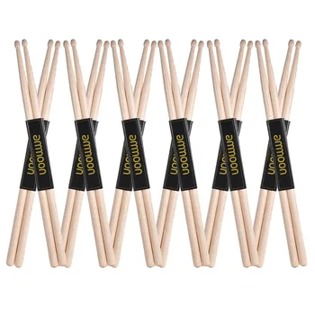 

12 Pairs of 5A Wooden Drumsticks Drum Sticks Maple Wood Drum Set Accessories