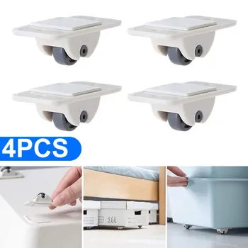 

4PCS High Quality White Stickable Wheels At The Bottom Of Storage Box Trash Bin Pulley Casters Flexible Direction Change