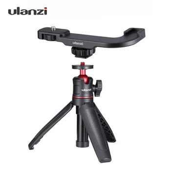 

ulanzi MT-08 Mini Extendable Desktop Tripod+PT-8 Cold Shoe Mount Handheld Bracket Stand 1/4" Screw Mount for Selfie Vlogging