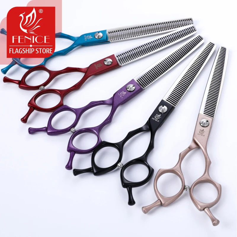Fenice JP440C 6.5/7.0 inch Professional Dog Grooming Thinning Scissors Colorful Pet Shears Red Champagne Blue Black Purple dog grooming scissors