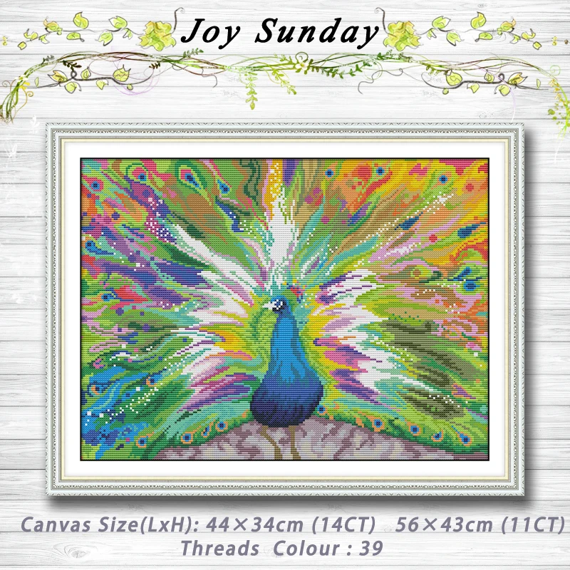 

The Peacock Spreads Its Tail decor Patterns 14CT 11CT Counted Cross Stitch Sets embroidery set Needlework kit Home Decoration