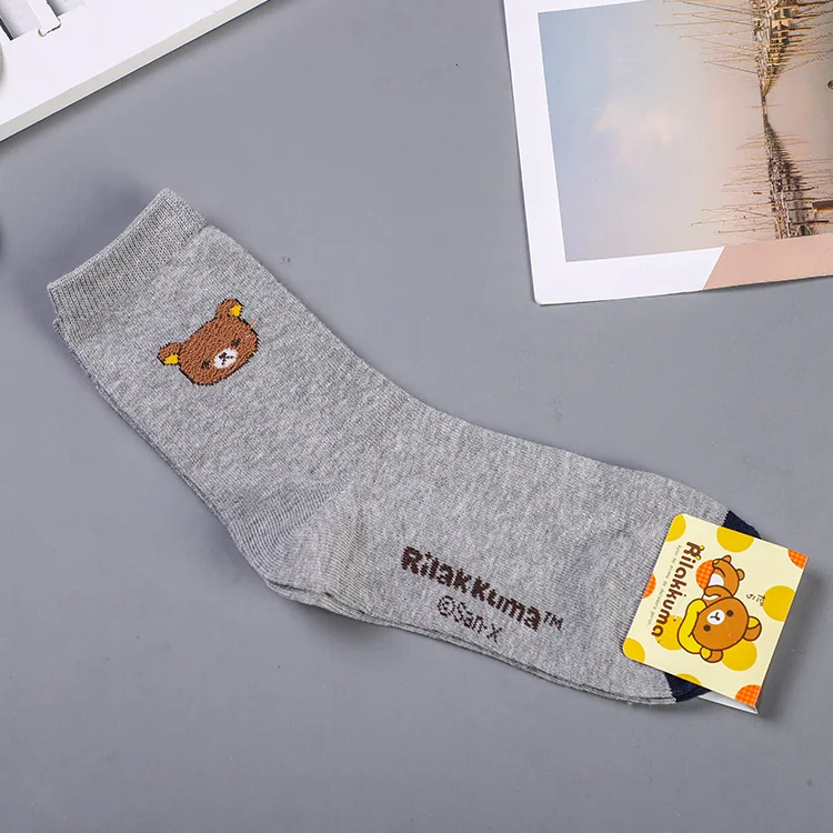 Милые женские Носки с рисунком аниме рилаккума и надписью теплые хлопковые Дышащие Модные носки осень-зима calcetines mujer - Цвет: 5