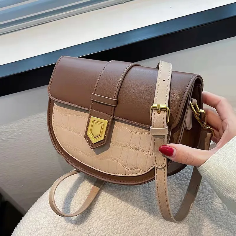 

Fashion female bag 2023 new autumn and winter trend shoulder bag high-quality texture messenger bag fashionable saddle bag