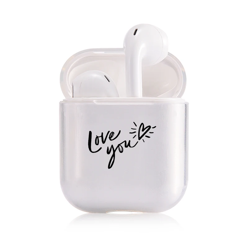 Беспроводной чехол Airpods с надписью Love Heart Rainbow Red Letter, защитный прозрачный чехол для наушников, классный портативный милый чехол для наушников