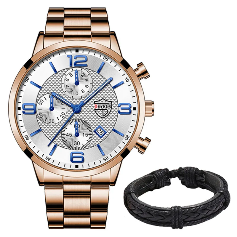 Fashion Men's Sports Watches Stainless Steel Analog Quartz Wristwatch Male Business Luminous Clock Luxury Casual Silver Bracelet 