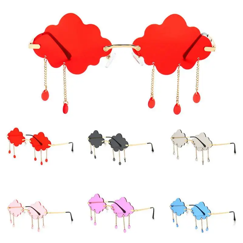 Солнцезащитные очки унисекс без оправы Винтажные в стиле стимпанк с бахромой и