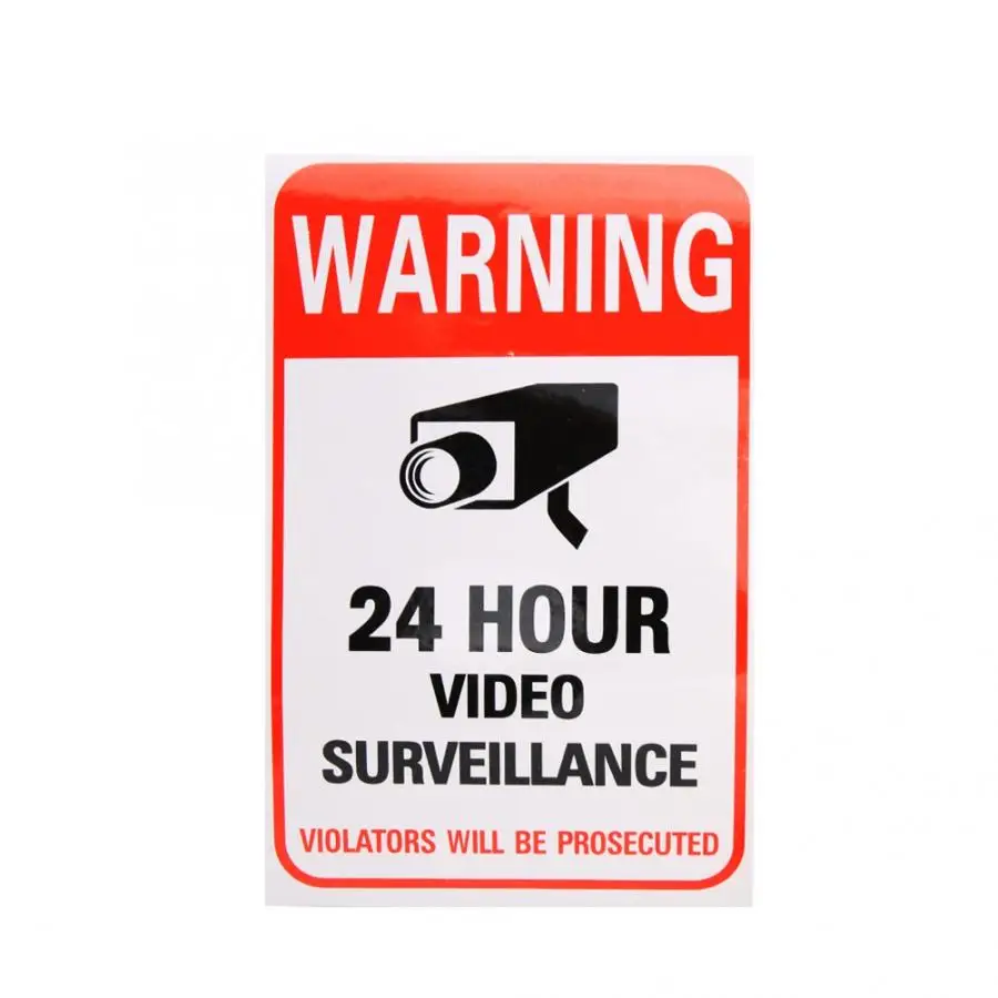 Warning Sign 24 Hour Video Surveillance Stickers 10pcs 24 Hour Video Surveillance Security Warning Stickers Adhesive Decal Sign