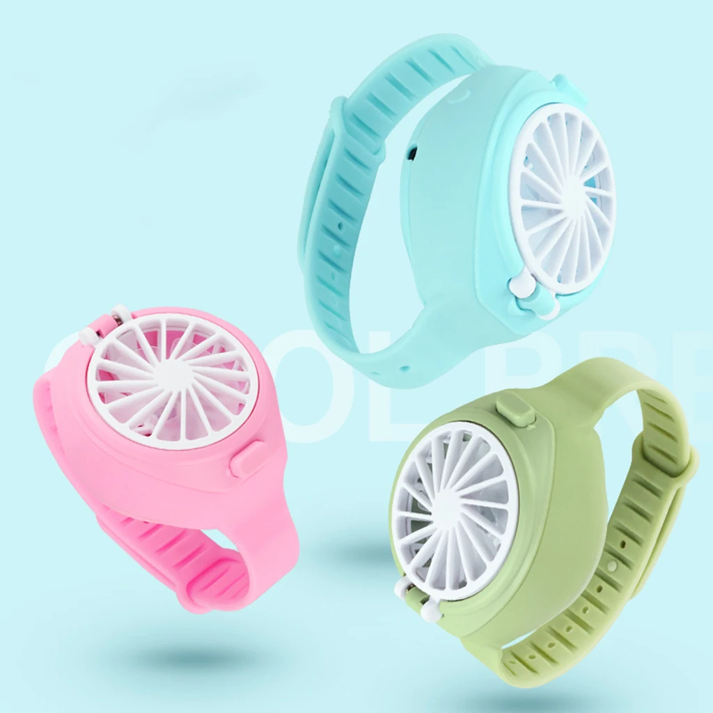 Portable Watch Fan USB Mini Personal Air Cooling Fan Student Wrist Fan Blue