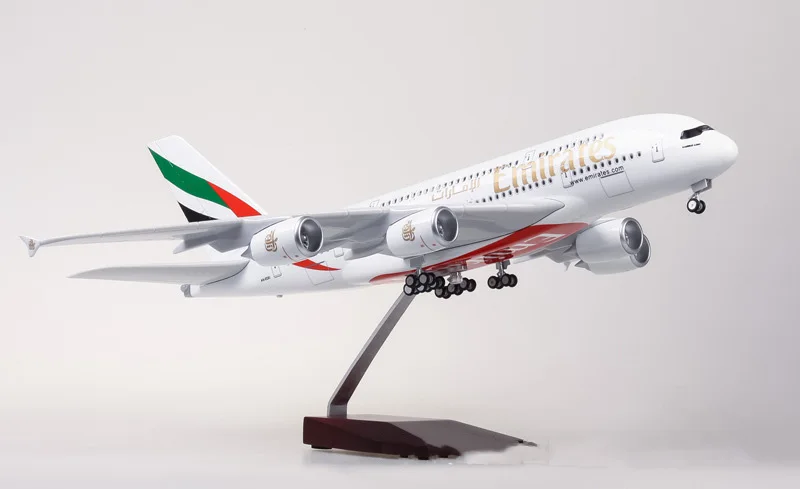 1/160 масштабная модель самолета Airbus EMIRATES A380 авиационная модель светодиодный светильник колесо литая Смола самолет Коллекция игрушек подарок