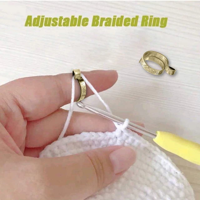 2PCAdjustable Crochet Ring for Finger,Braided Knitting Ring With