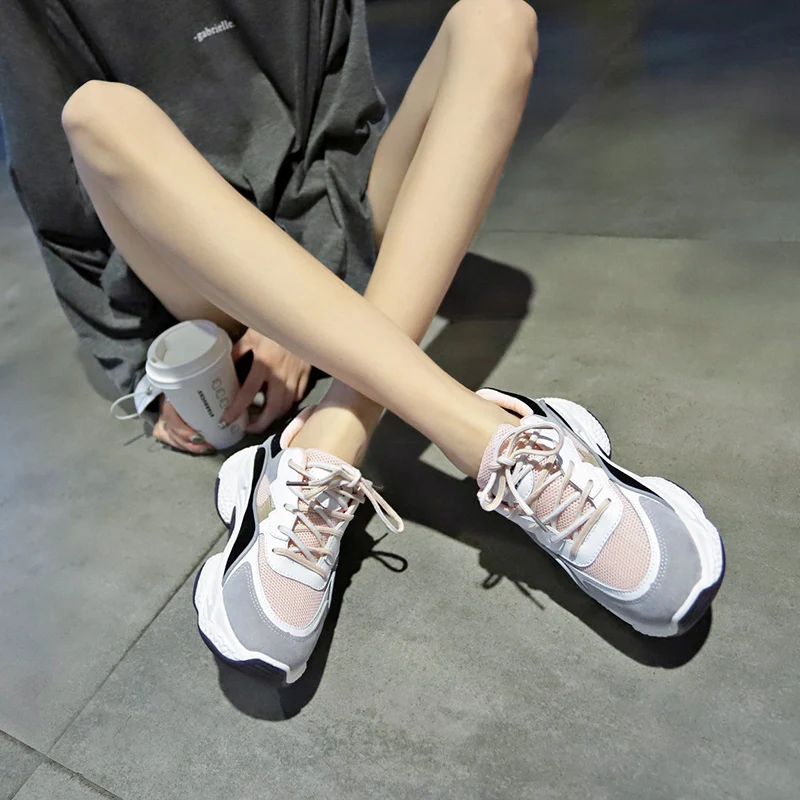 Mlcriyg/Светоотражающий громоздкий кроссовок; женская обувь на платформе; женские дышащие кроссовки на высокой платформе; спортивная обувь для девочек и Пап