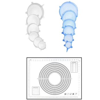 

Silicone Stretch Lid, 12-Pack Silicone Food Lid with Silicone Baking Mat Sheet