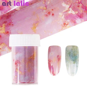 

Nail Foil Marble Pink Blue Gold Foils Paper Nail Art Transfer Sticker Slide Decals Gel Nails Decoration 125x4cm