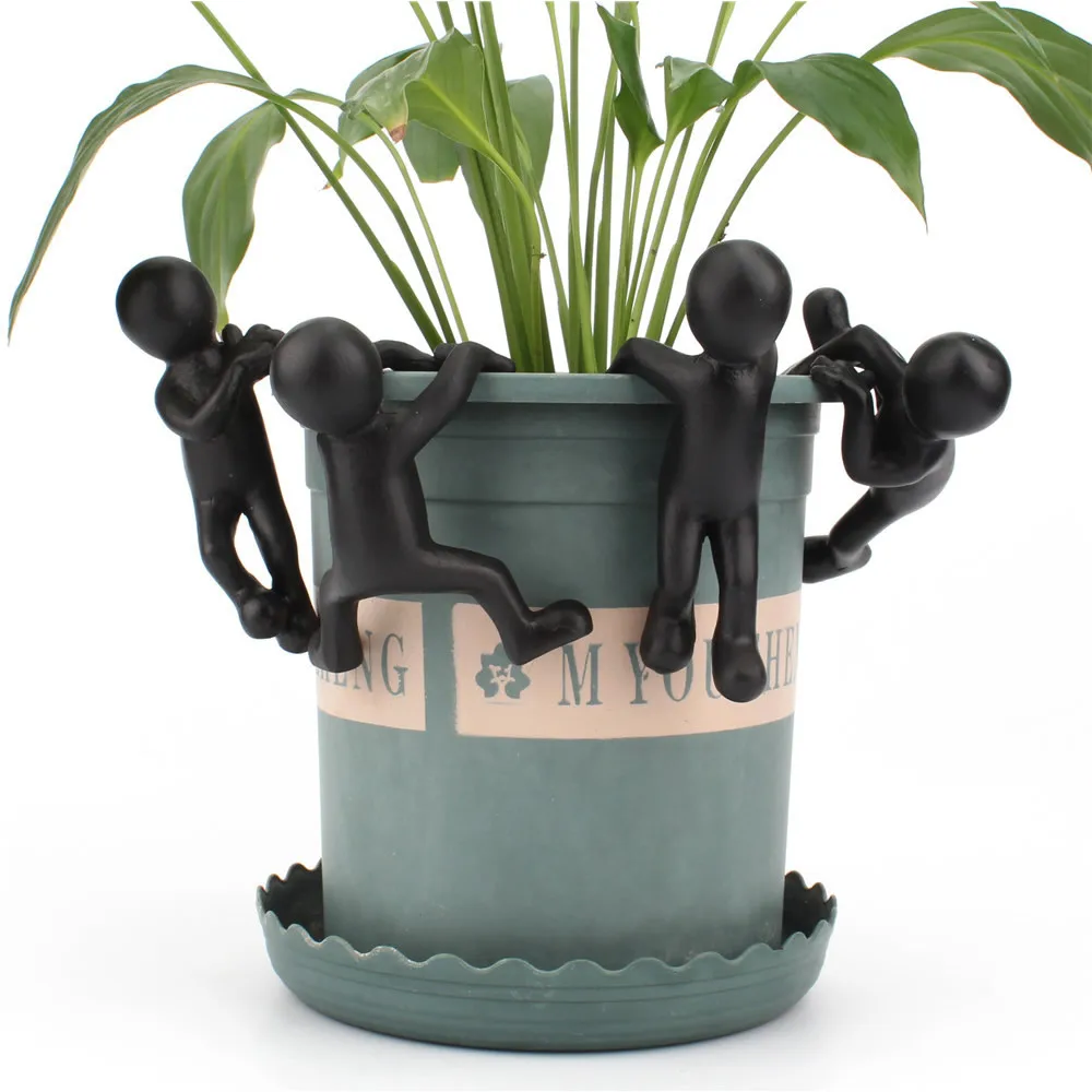 

4 шт./компл. мини полимерные черные скалолазанные люди забавная статуя цветочный горшок Подвеска для Дома Офиса фотография Прямая поставка