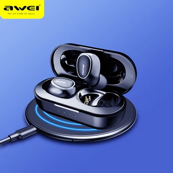 

Awei T6C TWS Headphones Bluetooth V5.0 Earphone Stereo Surround Sound Wireless Charging Earbuds Support Xiaomi Huawei iPhone