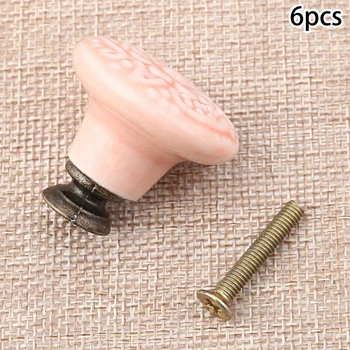 

6PC Vintage Flower Ceramic Cupboard Dresser Door Cabinet Knob Pull Home Hardware Durable And Practical To Use