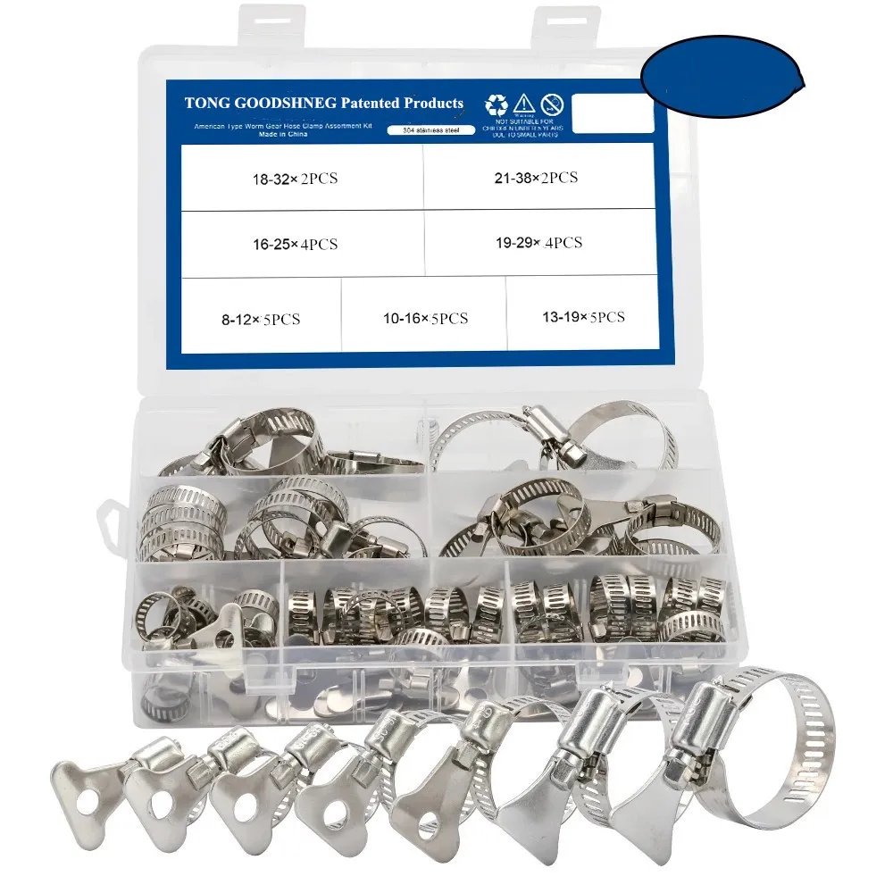 

Adjustable 8-38mm Worm Gear Hose Clamp Key Clamp Hose Clip Set For Water Pipe Plumbing Automotive Mechanical Application Kit