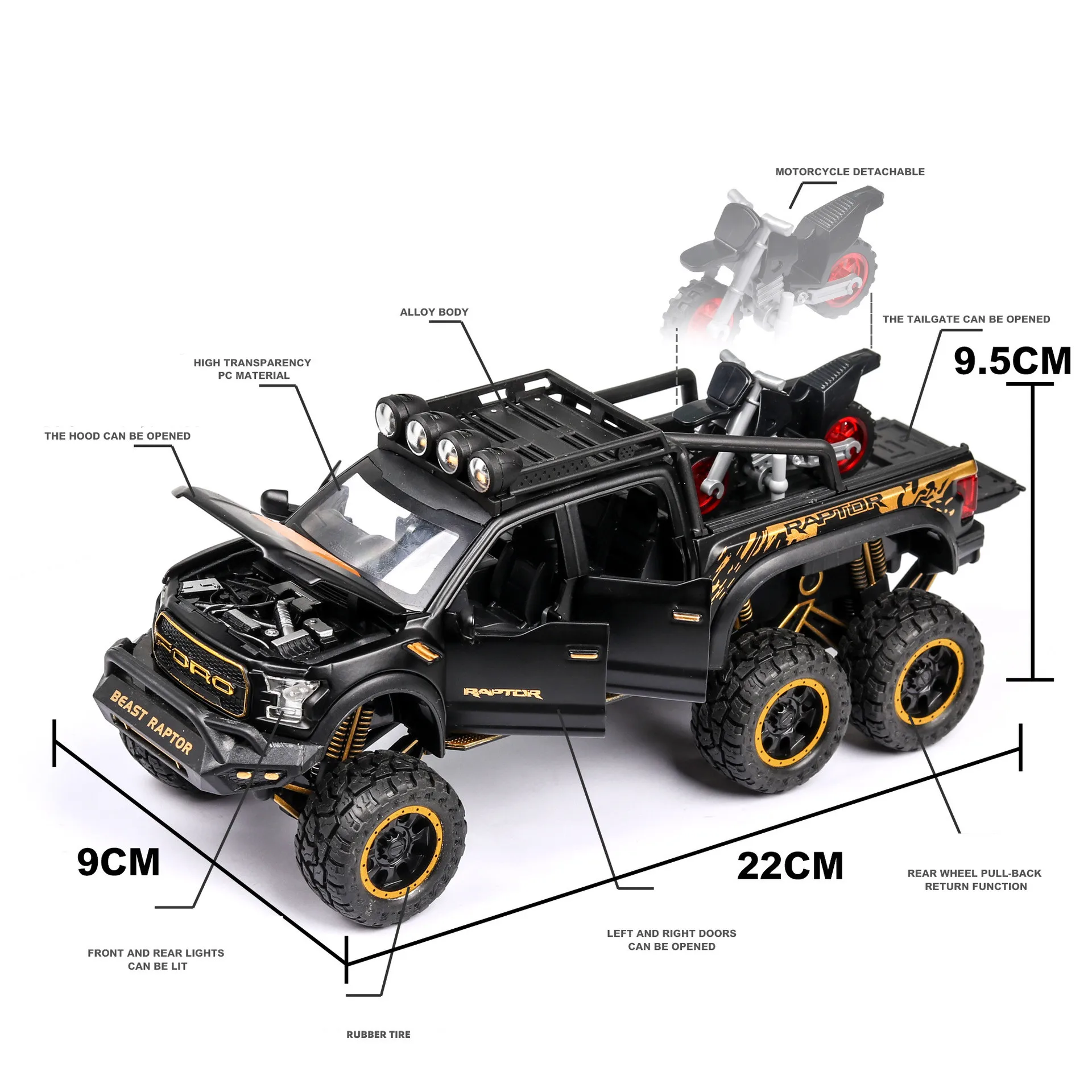Горячая Распродажа 1:28 Новинка Ford F150 Raptor модель сплава литье под давлением звук и