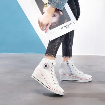 

2020 New Fashion Breathable Women Wedge Sneakers White Black Footwear Designer Women Shoes Lady Platform Trainers Basket Femme