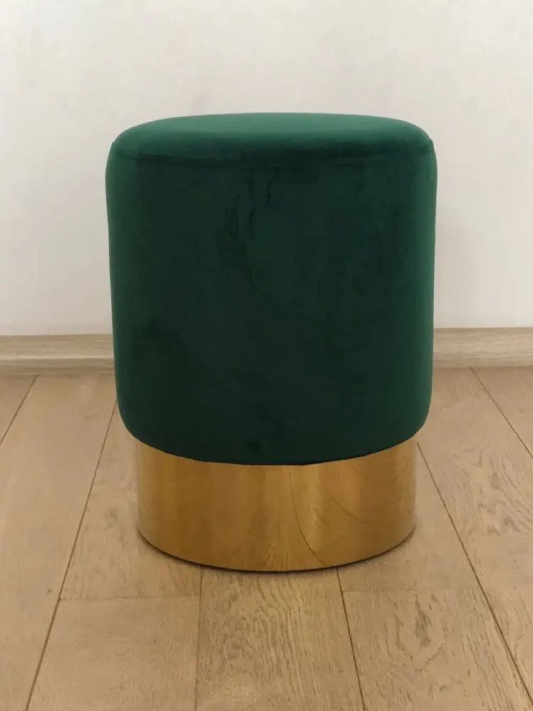 Emerald Высокое качество османский простой дизайн баррель стул пуф+ мягкие подушки+ основа из нержавеющей стали Макияж для обуви круглый стул/пол стул - Цвет: Emerald