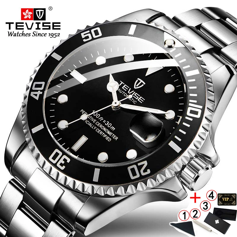 Tevise Top Brand Luxury Men Mechanical Watches Automatic waterproof Stainless Steel Men Wristwatches Relogio Masculino