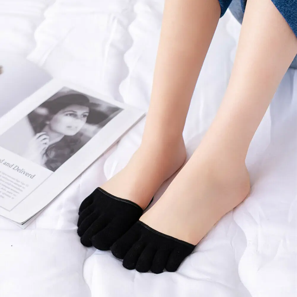 JGHGO Comfortable Non-Slip Corrective Toe Socks Women High Heels Sandal Invisible Half Footie Open Toe Socks 