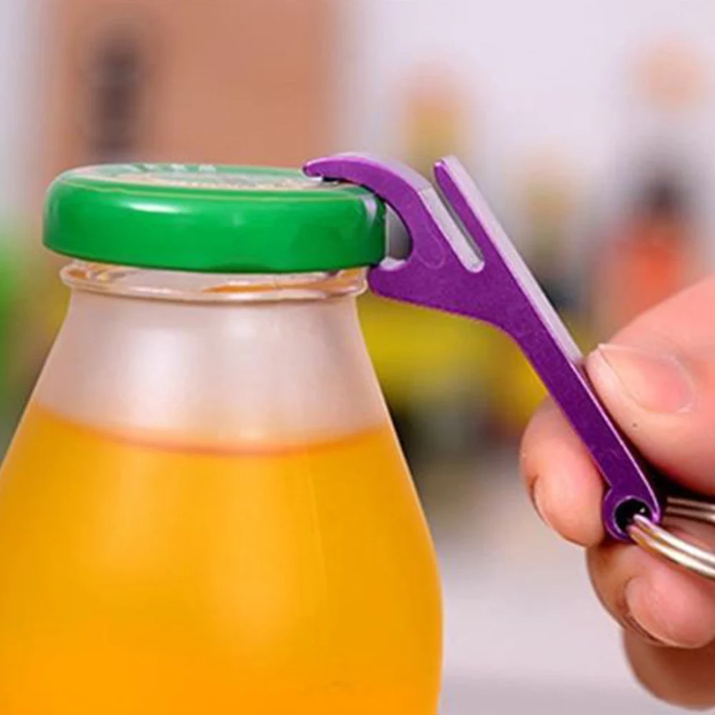 aluminum Key Ring Portable 4 in 1 Bottle Opener Chain Keyring Metal Beer Bar Tool Claw Gift Unique Creative Gift Random color