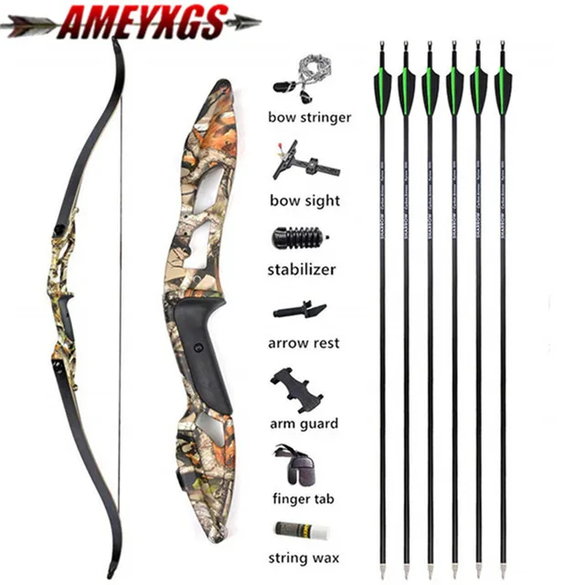  US $126.00 50lbs Archery Takedown Recurve Arrows Inch Adult Right Hand With 6pcs Carbon 