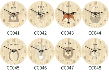

Nordic Style Cartoon Animal Mute Wall Clock Acrylic Wood Color Art Clock Living Room Bedroom Decorative Clock Home Decor