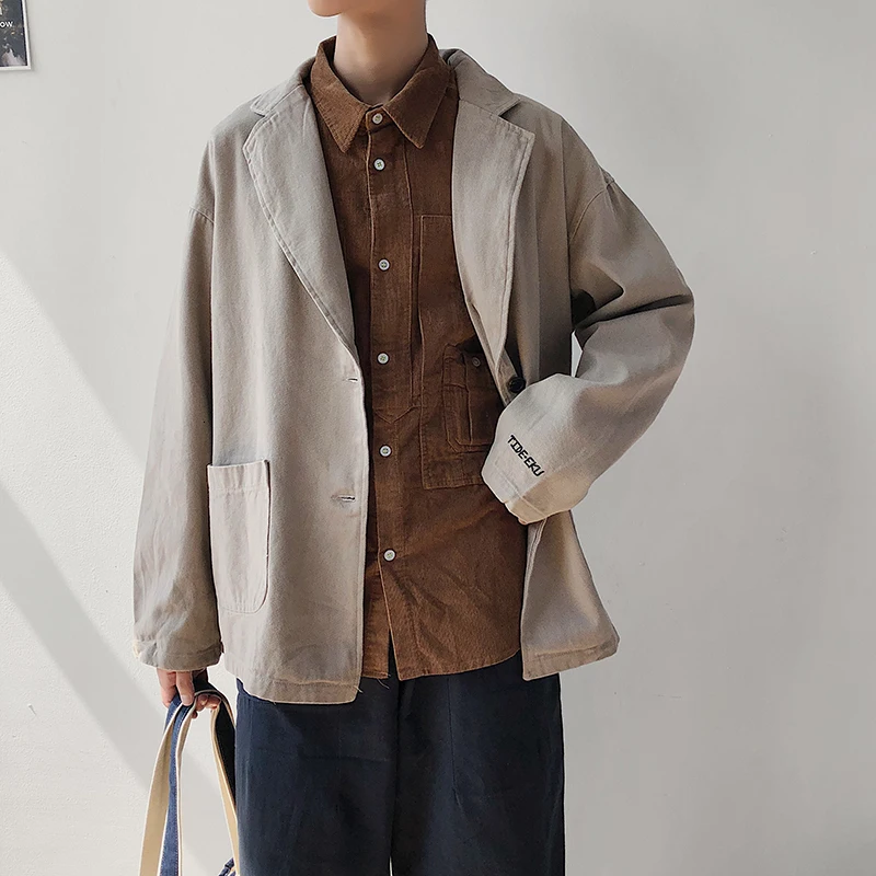 

2019 Autumn And Winter New Korean Version Of The College Wind Couple Solid Color Casual Blazer