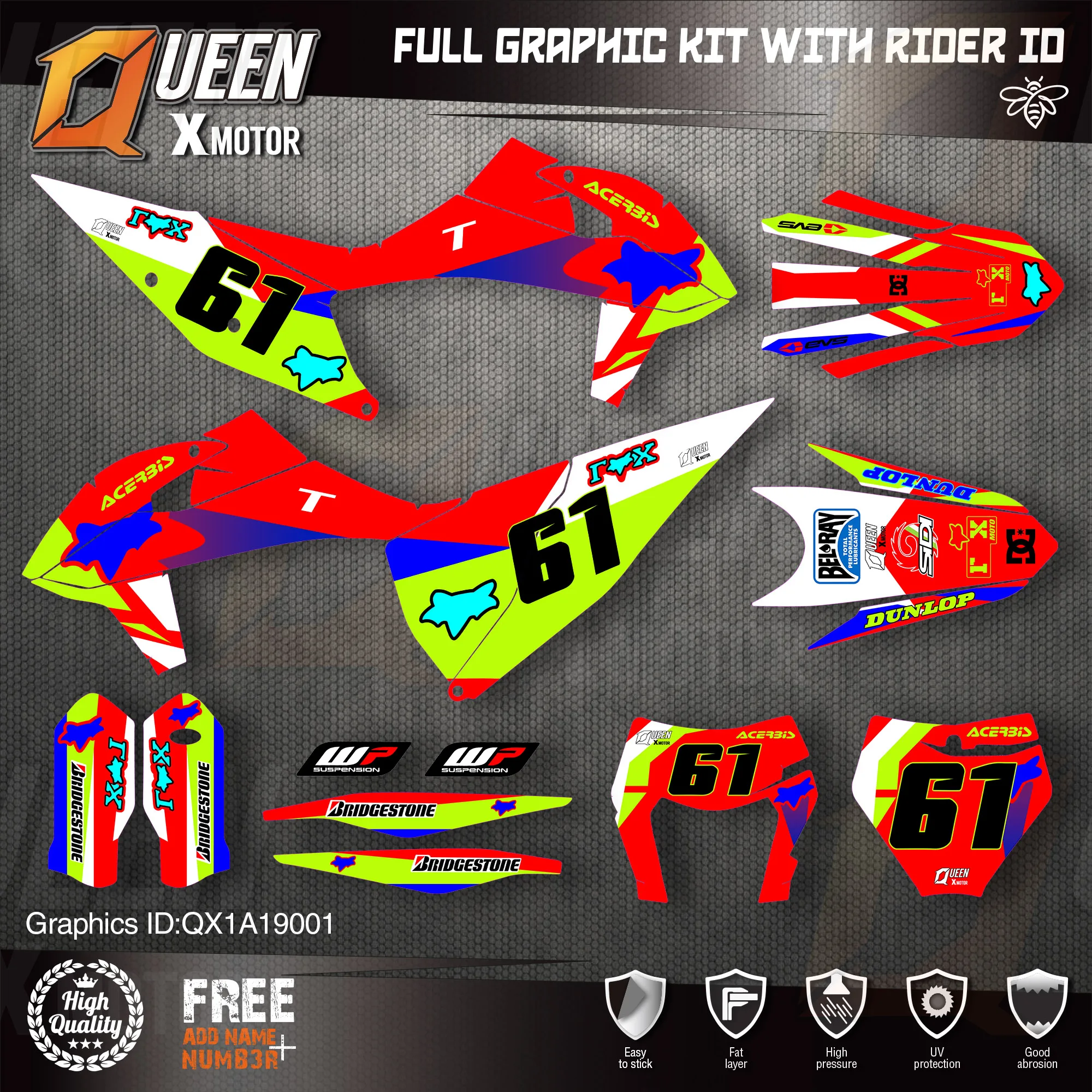 QUEEN X MOTOR Custom Team графические наклейки Набор наклеек для KTM 2019 2020 SX SXF 2021 EXC Φ 001 |