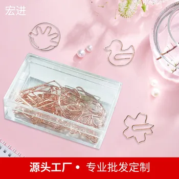 

Rose Gold Clip Boxed Creative Special Shape Song Brooch Electroplated Brooch Metal Multi--Paper Clip