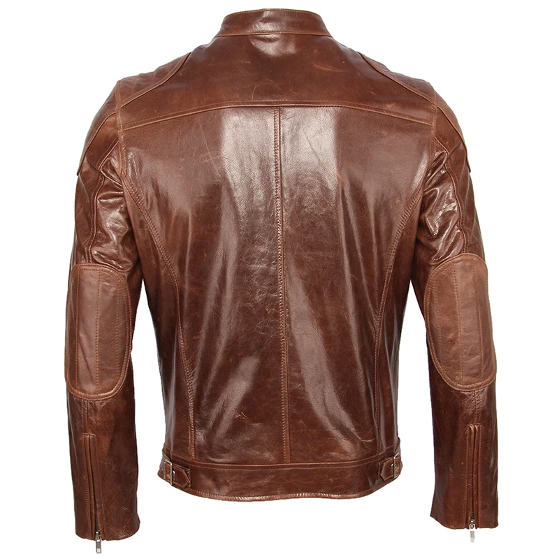 Men Leather Jacket Soft Thin Oil Waxed Sheepskin Slim Fit Man Genuine Leather Jackets Male Skin Coat Spring Autumn M354