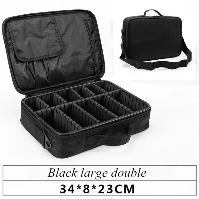 2-layer style black Профессиональный пустой органайзер для макияжа из искусственной кожи, косметический Чехол, дорожная сумка для хранения, чехол для костюма, чехол для макияжа для путешествий - Цвет: 2-layer style black