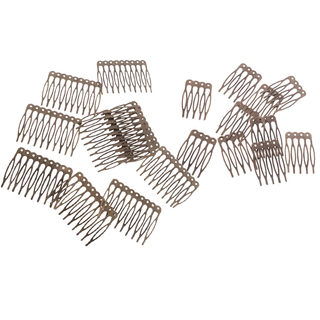 20 Pieces Blank Metal Hair Comb for Bridal Hair Accessories DIY Retro Bronze 5/10 Teeth Side Comb Findings Art Making