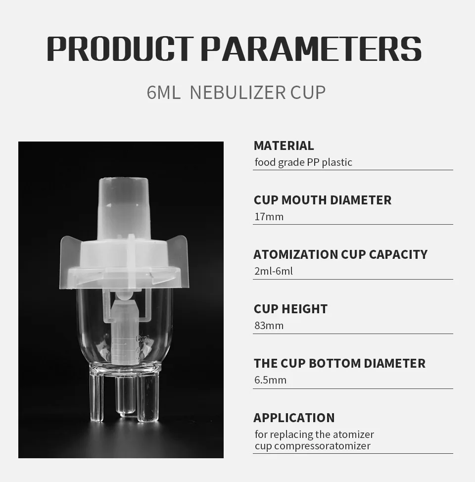 6 мл детали ингалятора FDA инжектор Мелкодисперсный распылитель инжектор небулайзер медицина распыление чаша с компрессором Nebulizer аксессуары